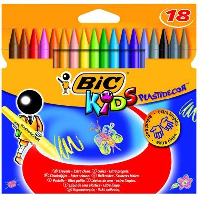 BIC KIDS PLASTIDECOR PEN CRAYONS BOX 18 PCS.